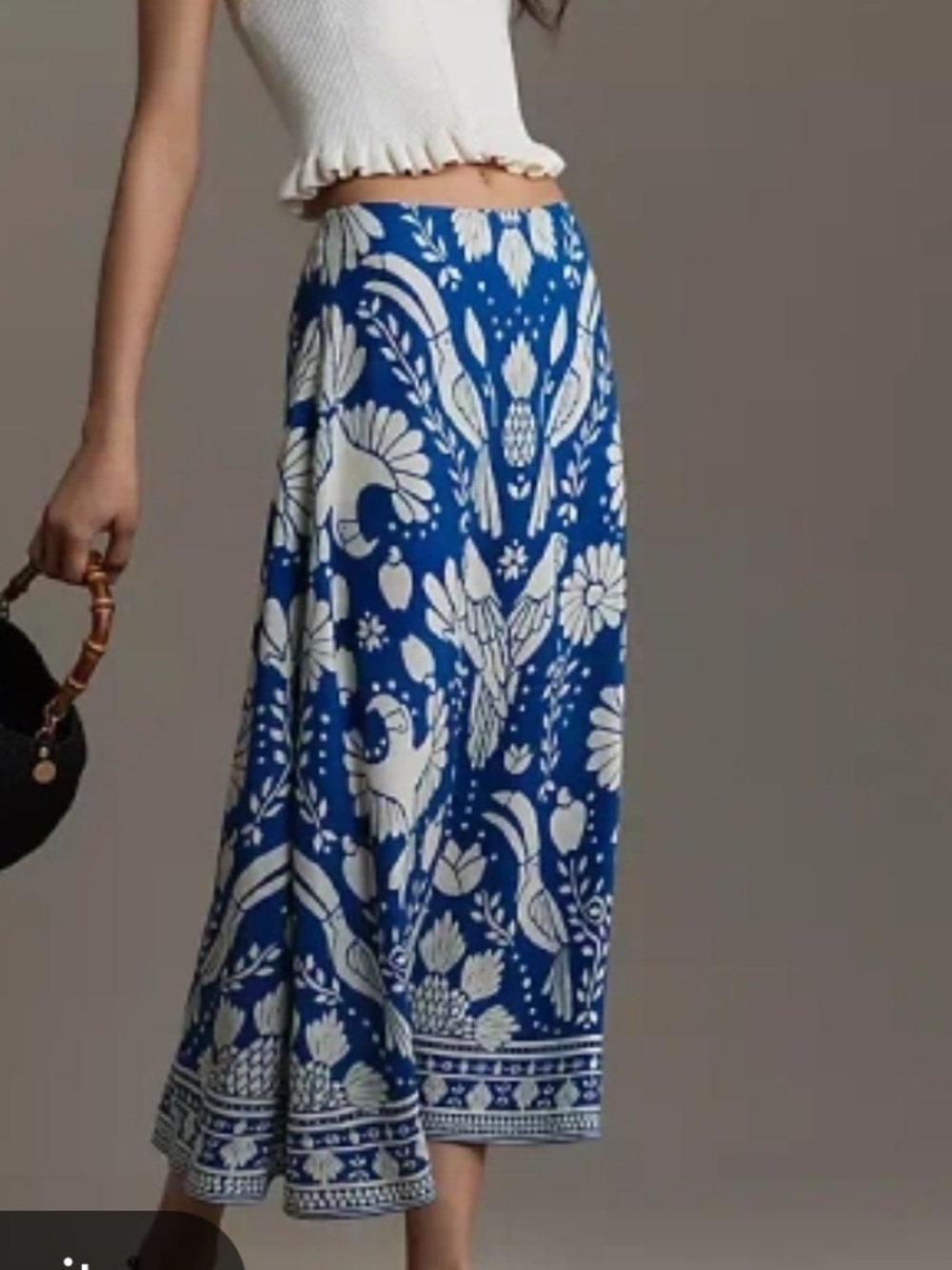 Farm Rio Satin Slip Midi Skirt